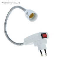 Переходник Ecola, вилка/патрон Е14, 395 &times; 45 мм, с выключателем, белый