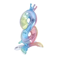 Шар фольгированный 32" &laquo;Цифра 8 с короной&raquo;, градиент, на подставке