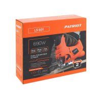 Лобзик PATRIOT LS601, 690 Вт, 0-3000 ход/мин, ход пилки 20 мм, пропил 65 мм, 4 позиции Лобзик PATRIOT LS601, 690 Вт, 0-3000 ход/мин, ход пилки 20 мм, пропил 65 мм, 4 позиции