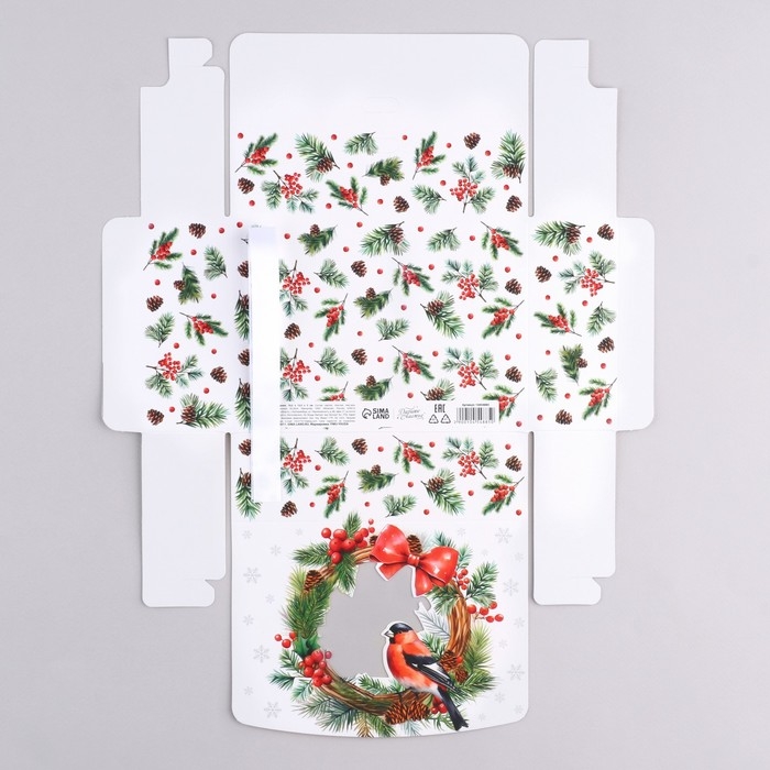 Коробка новогодняя складная «Снегири» 16.5 х 12.5 х 5 см, Новый год Коробка новогодняя складная «Снегири» 16.5 х 12.5 х 5 см, Новый год