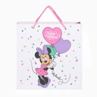 Пакет подарочный крафт "Happy Birthday" 22х22х11 см, Минни Маус