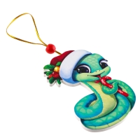 Ёлочная игрушка - подвеска деревянная &laquo;Новый год! Змея в шапке&raquo;, символ года 2025