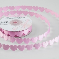 Лента фигурная &laquo;Сердечки&raquo;, 16 мм, 9 &plusmn; 0,5 м, цвет розовый