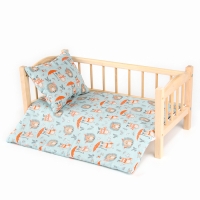 Кукольное постельное &laquo;Олени, Ёжики&raquo;, х/б: простынь, одеяло 46 &times; 36 см, подушка 23 &times; 17 см