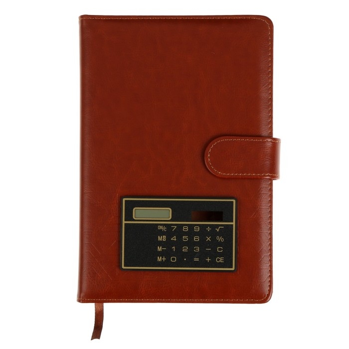 Ежедневник недатированный А5, 140 листов в клетку, с калькулятором, обложка пвх, МИКС