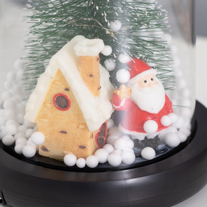 Светильник колба &laquo;Дед мороз и пряничный домик&raquo; 1,5Вт, LED, 3xAAA, черный USB 11х11х21см