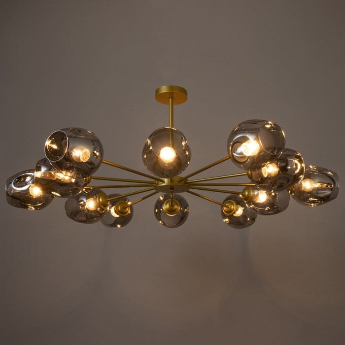 Люстра "Мурано" 12хЕ27 60Вт золото дымчатый 105х105х35см BayerLux