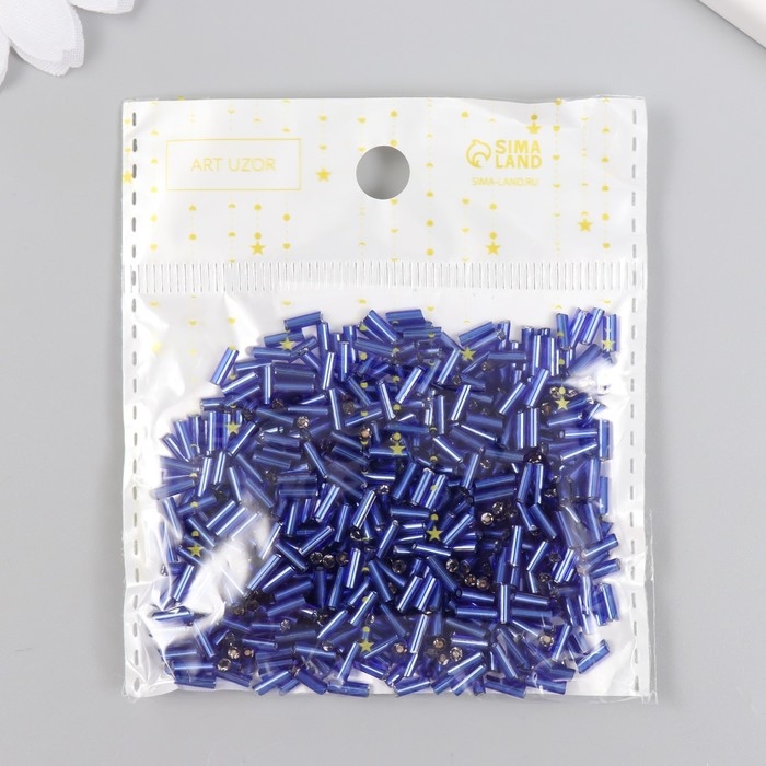 Стеклярус стекло 3” Стеклярус стекло 3” "Ярко-синий" металлик набор 20 гр