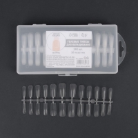 Гелевые типсы для наращивания ногтей, 240 шт, форма мягкий квадрат, полное матовое покрытие, в контейнере, цвет прозрачный Гелевые типсы для наращивания ногтей, 240 шт, форма мягкий квадрат, полное матовое покрытие, в контейнере, цвет прозрачный