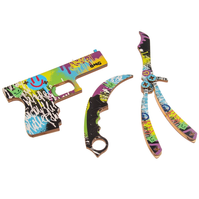 Деревянное оружие детское сувенирное &laquo;Яркое оружие&raquo;, 3 предмета