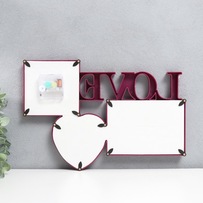 Фоторамка с часами Фоторамка с часами "Любовь" 2 фото, бордовый