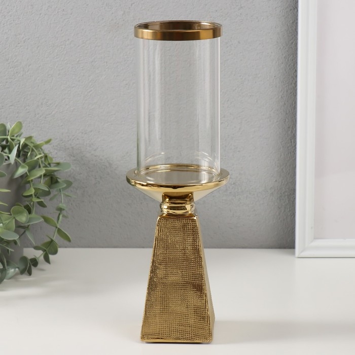 Подсвечник керамика, стекло на 1 свечу Подсвечник керамика, стекло на 1 свечу "Буэно" d=7,5 см золото 9,5х9,5х29,5 см