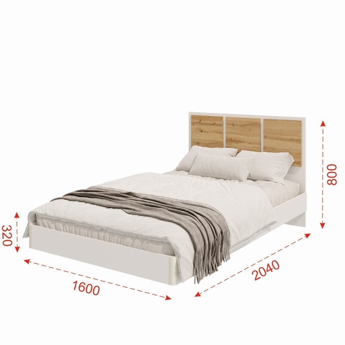 Кровать Парус , 1600х800х2040, Белый/ дуб вотан