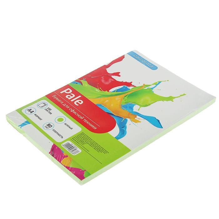 Бумага цветная А4, 100 листов Calligrata Пастель, зелёная, 80 г/м&sup2;