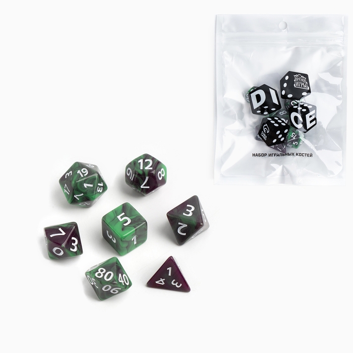 Набор кубиков для D&D (Dungeons and Dragons, ДнД) Набор кубиков для D&D (Dungeons and Dragons, ДнД) "Время игры", серия: D&D, 7 шт