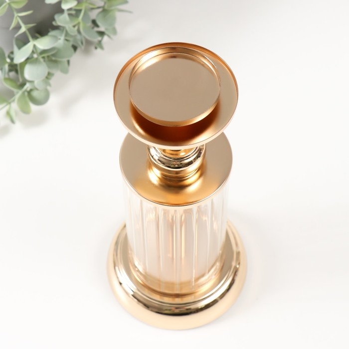 Подсвечник металл, акрил на 1 свечу Подсвечник металл, акрил на 1 свечу "Колба" d=6 см золото 12х12х27 см