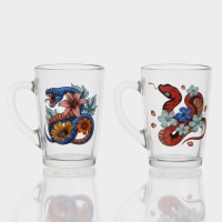 Кружка стеклянная кофейная &laquo;Цветы и змеи&raquo;, 300 мл, МИКС