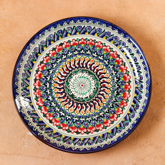 Ляган Риштанская Керамика Ляган Риштанская Керамика "Узоры", 36 см, синий