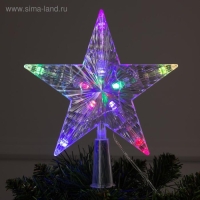 Светодиодная верхушка на ёлку &laquo;Звезда белая&raquo; 16 см, 10 LED, провод 2 метра, 220 В, свечение мульти