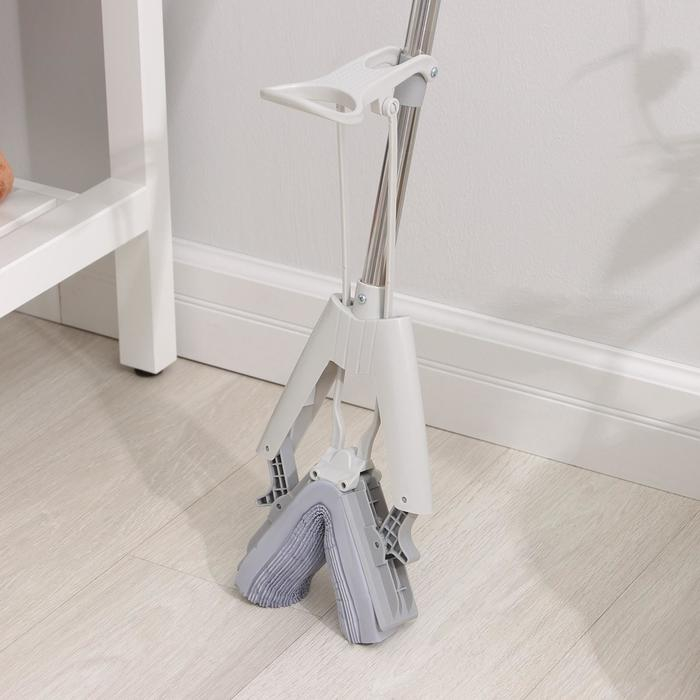 Швабра для мытья пола PVA Доляна, со складным отжимом, насадка 6&times;28 см, телескопическая стальная ручка 105(135) см