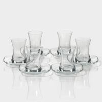 Набор стеклянный чайный Lav &laquo;Дзен&raquo;, 12 предметов: стаканы 155 мл (6 шт), блюдца d=14 см (6 шт)