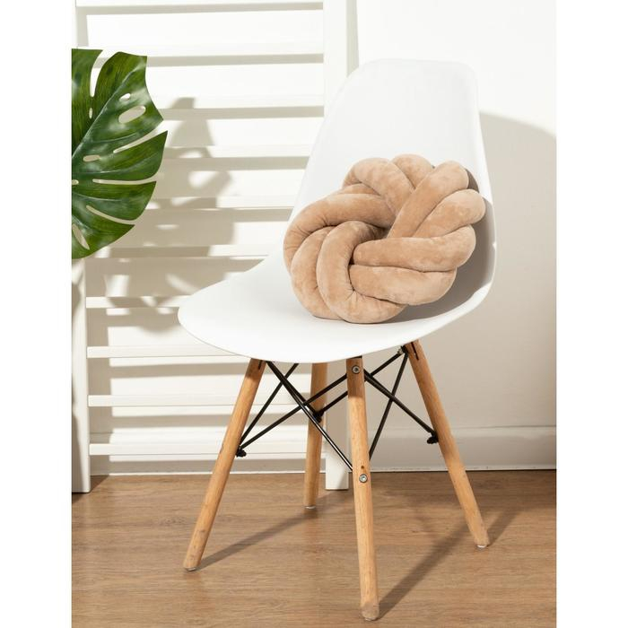 Подушка-узел &laquo;Этель&raquo;, d=33см, цвет тёмно-бежевый, велюр