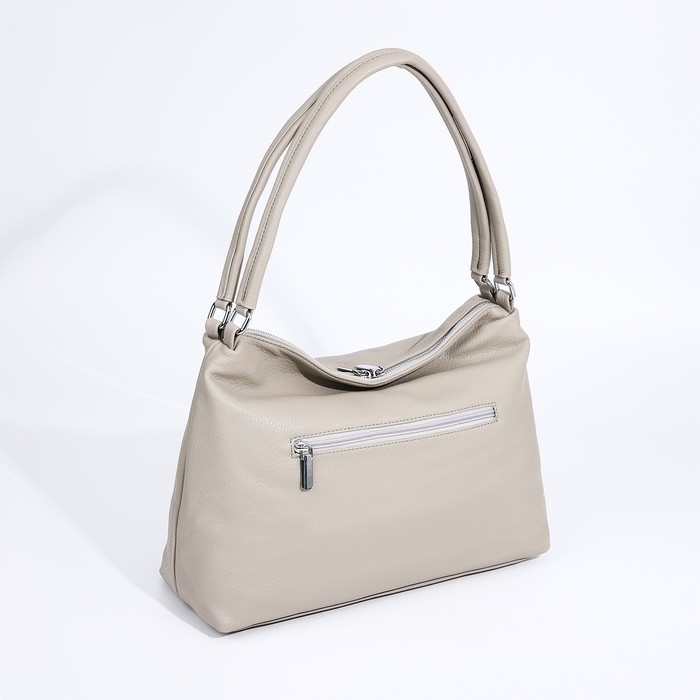 Сумка-тоут на молнии, 3 наружных кармана, цвет светло-серый Сумка-тоут на молнии, 3 наружных кармана, цвет светло-серый