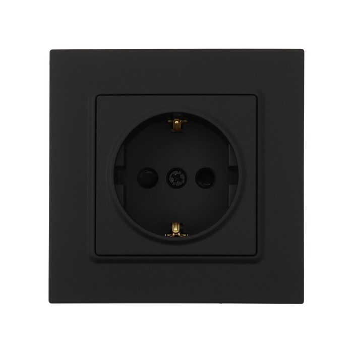 Розетка одноместная TOT Elegant, 16 А, скрытая, с з/к, черная