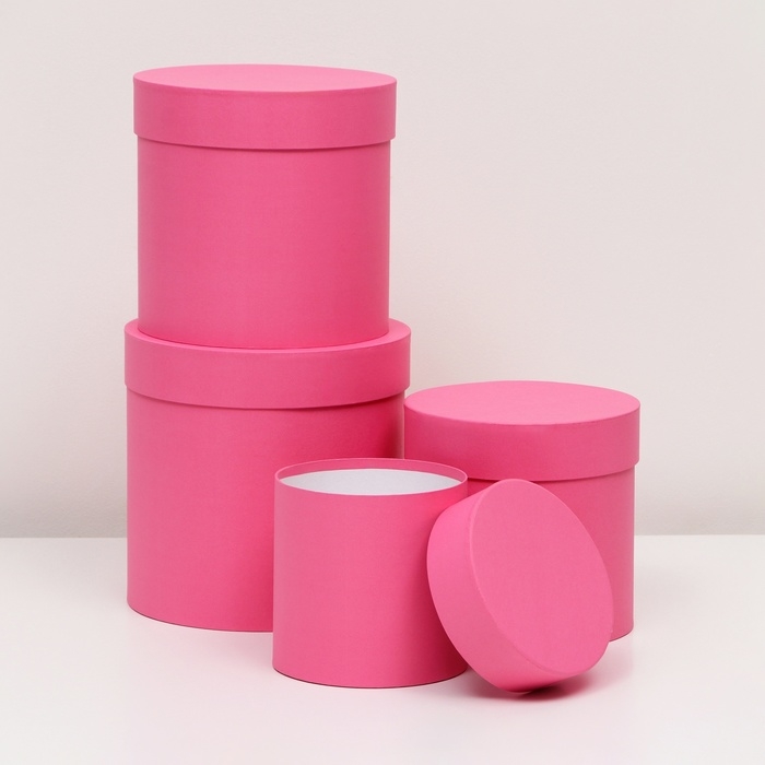 Набор круглых коробок 4 в 1 Набор круглых коробок 4 в 1 "Розовый" 20 х 20 - 13 х 13 см