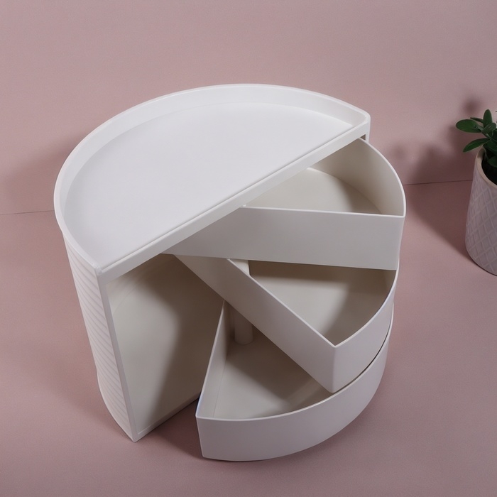 Органайзер для хранения, вращающийся, 3 секции, 27 × 15 см, цвет белый Органайзер для хранения, вращающийся, 3 секции, 27 × 15 см, цвет белый