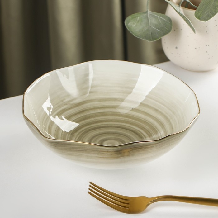 Салатник фарфоровый Доляна &laquo;Млечный путь&raquo;, 700 мл, d=17,5 см, цвет серый