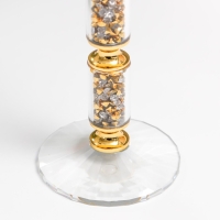 Подсвечник стекло на1 свечу "Ребристый на ножке со стразами" с золотом d=2,5 см 7х7х16 см Подсвечник стекло на1 свечу "Ребристый на ножке со стразами" с золотом d=2,5 см 7х7х16 см