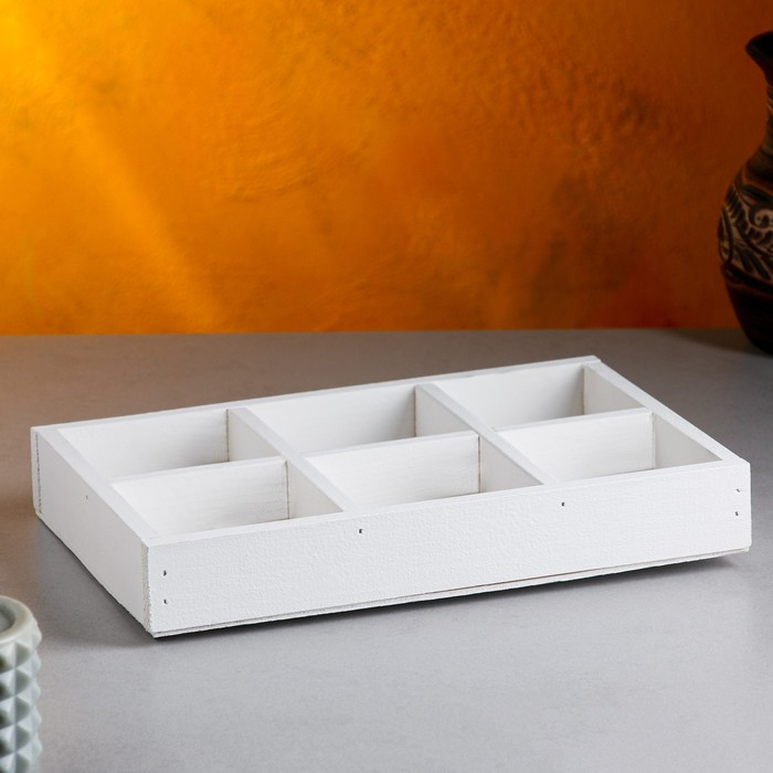 Кашпо деревянное 28&times;19&times;5 см "Six, 6 ячеек", белый Дарим Красиво