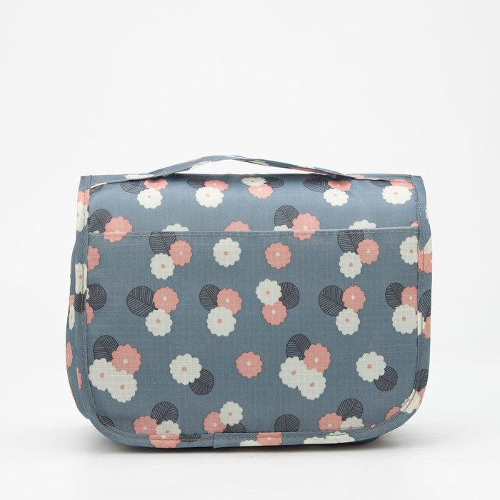 Косметичка-несессер на липучках, с крючком, цвет серый