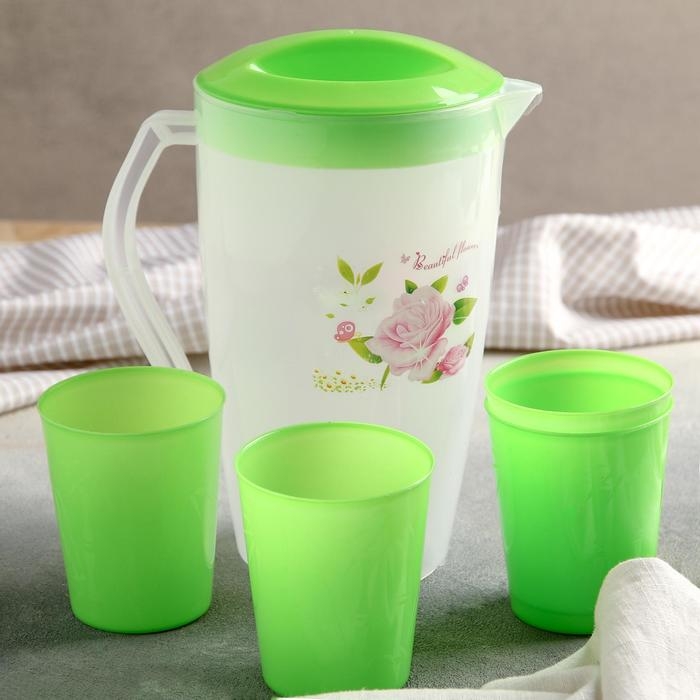 Набор питьевой &laquo;Оазис&raquo;, 5 предметов: кувшин 1,5 л, 4 стакана 200 мл, 17&times;13&times;20 см, цвет МИКС