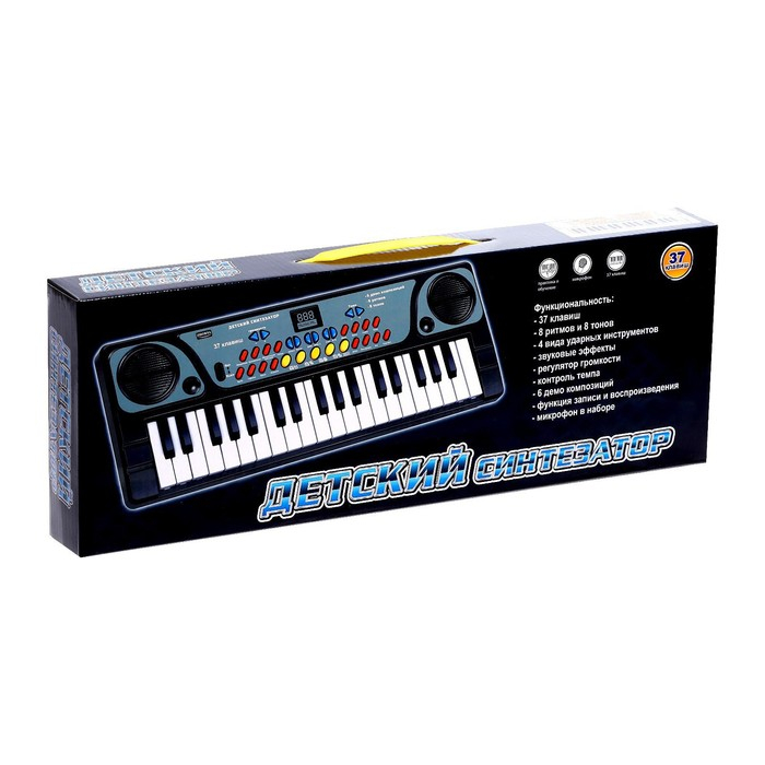 Синтезатор &laquo;Детский&raquo;, 37 клавиш, с микрофоном, цвет чёрный