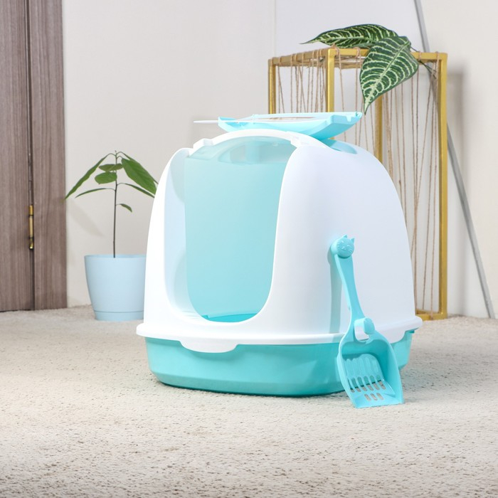 Туалет закрытый с совком, 47 х 40 х 39 см, бело-голубой Туалет закрытый с совком, 47 х 40 х 39 см, бело-голубой