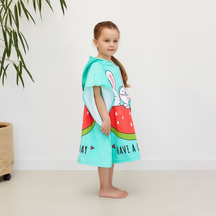 Полотенце-пончо детское махровое Крошка Я &laquo;Зайчики&raquo; 60х120см, 100% хлопок, 300гр/м2