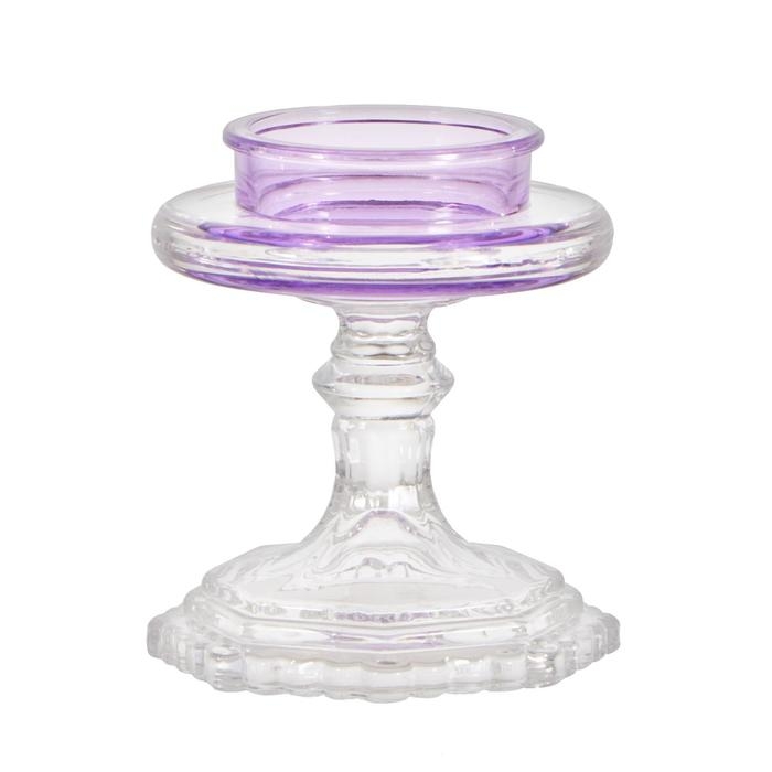 Подсвечник стекло на 1 свечу Подсвечник стекло на 1 свечу "Бокал на ножке" фиолетовый 18х8,5х5 см