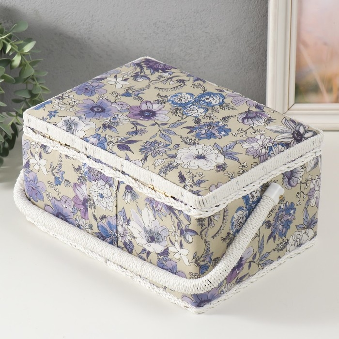 Шкатулка для рукоделия Шкатулка для рукоделия "Сиреневая цветочная поляна" 19х26х14,5 см