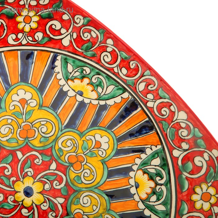 Ляган Риштанская Керамика Ляган Риштанская Керамика "Узоры", 31 см, квадратный, красный микс