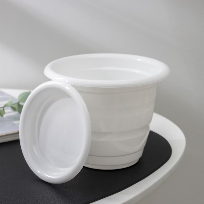 Горшок для цветов с поддоном &laquo;Виола&raquo;, 1 л, пластиклвый, цвет белый