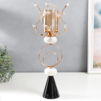 Подсвечник металл на 1 свечу "Веточки с кристаллами. Два кольца" золото 42х17х17 см Подсвечник металл на 1 свечу "Веточки с кристаллами. Два кольца" золото 42х17х17 см