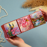 Шкатулка тройная &laquo;Сакура&raquo;, розовая,  лаковая миниатюра