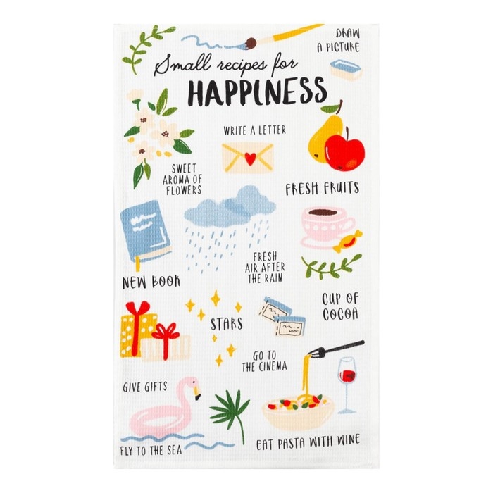 Набор кухонных полотенец Доляна &laquo;Рецепты счастья&raquo;, 35х60 см-2шт, 100% хлопок