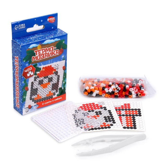 Термомозаика на новый год «Пингвинчик» с пинцетом, новогодний набор для творчества Термомозаика на новый год «Пингвинчик» с пинцетом, новогодний набор для творчества