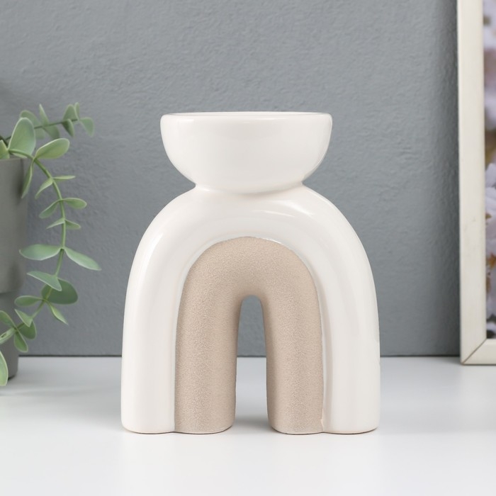 Подсвечник керамика на 1 свечу Подсвечник керамика на 1 свечу "Медуза" песочно-белый 11,7х8х15 см