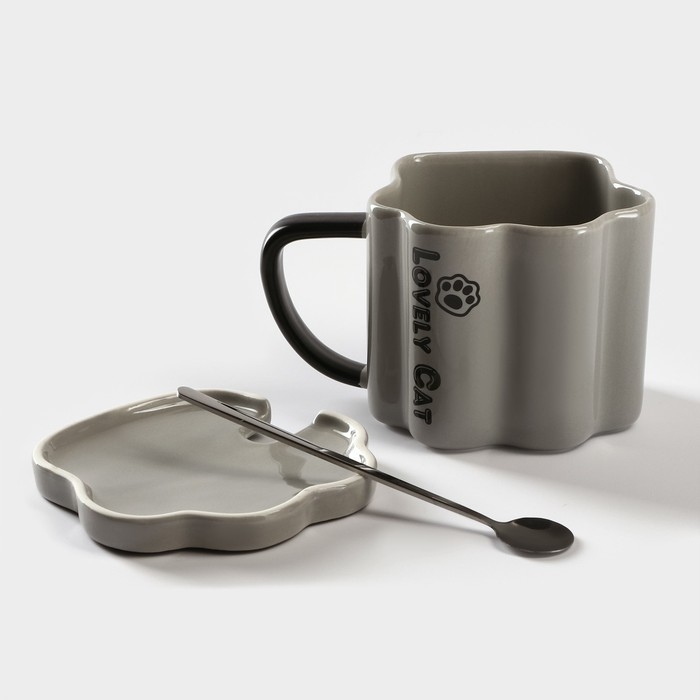 Кружка керамическая &laquo;Лапа тигра&raquo;, 350 мл, цвет серый