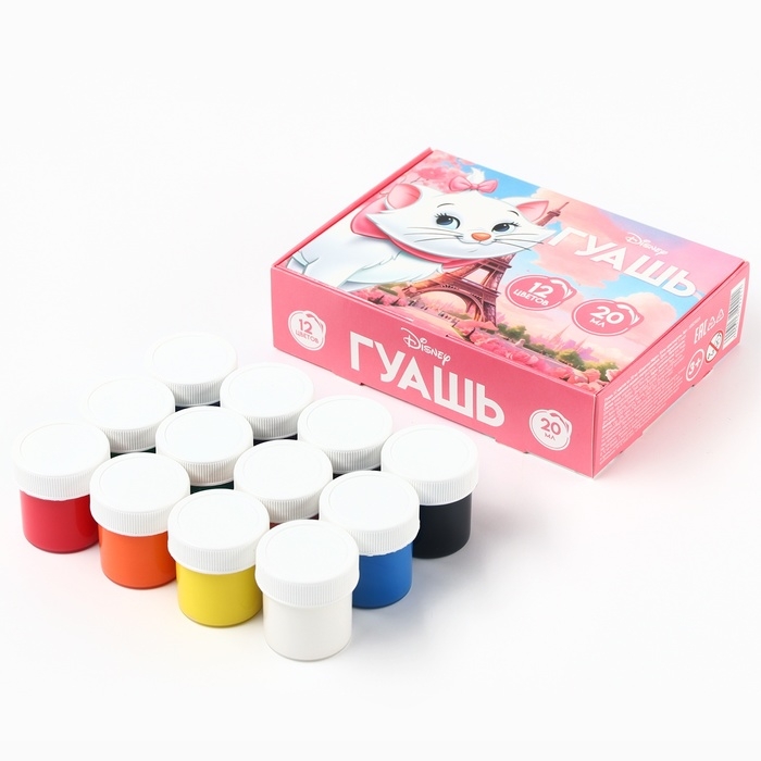 Гуашь 12 цветов по 20 мл, &laquo;Кошечка Мари&raquo;, Коты Аристократы