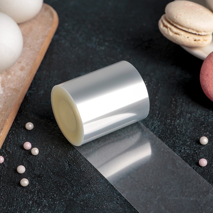 Лента ацетатная для обтяжки тортов, длина 8 метров, h=5 см, плотность 125 мкм Лента ацетатная для обтяжки тортов, длина 8 метров, h=5 см, плотность 125 мкм